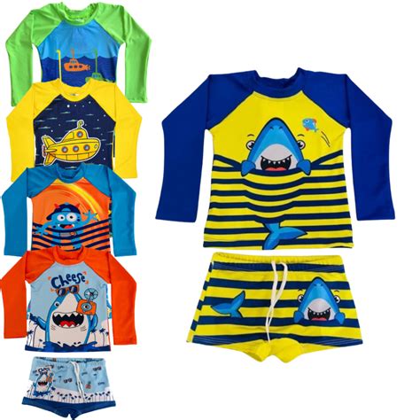 Conjunto Uv Infantil Menino - Conjunto Infantil UV Menino Verao Roupa de Praia Proteção Solar ...