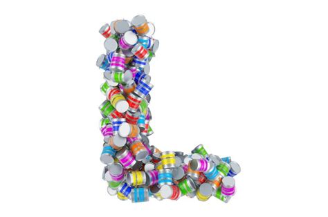 Premium Photo Letter L From Colored Paint Cans 3d Rendering