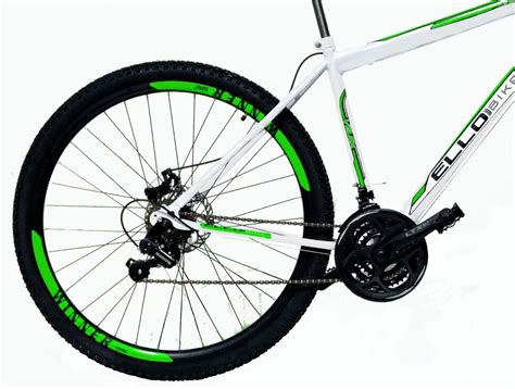 Bicicleta Aro 29 Shimano Freio à Disco Suspensão Velox MTB Branca Verde