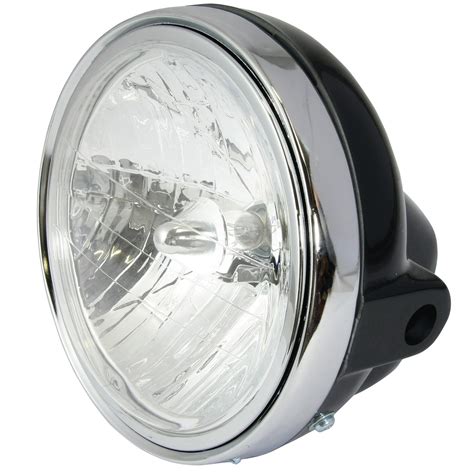 Bike It Round Universal Front Coloured Motorcycle Headlight Black