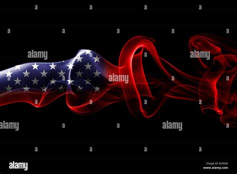 United States Of America Smoke Flag Isolated On Black Background Stock