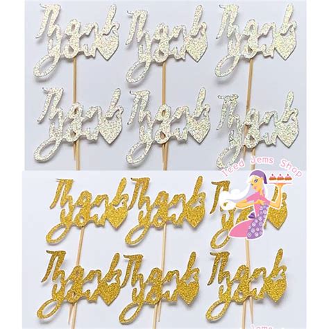 Thank you Cupcake Toppers 6 Pack – Iced Jems Shop