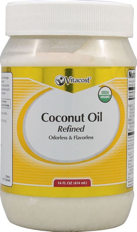 Vitacost Organic Coconut Oil Refined Odorless Flavorless 14 Fl Oz