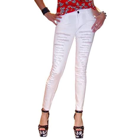 Slim Blanc Déchiré Blanc Achat Vente Pantalon Cdiscount