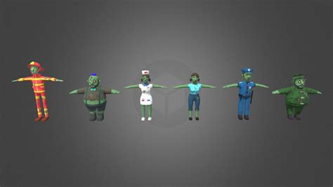 6 Cartoon Zombie APOCALYPSE Characters - Buy Royalty Free 3D model by HayqArt [c133b05 ...