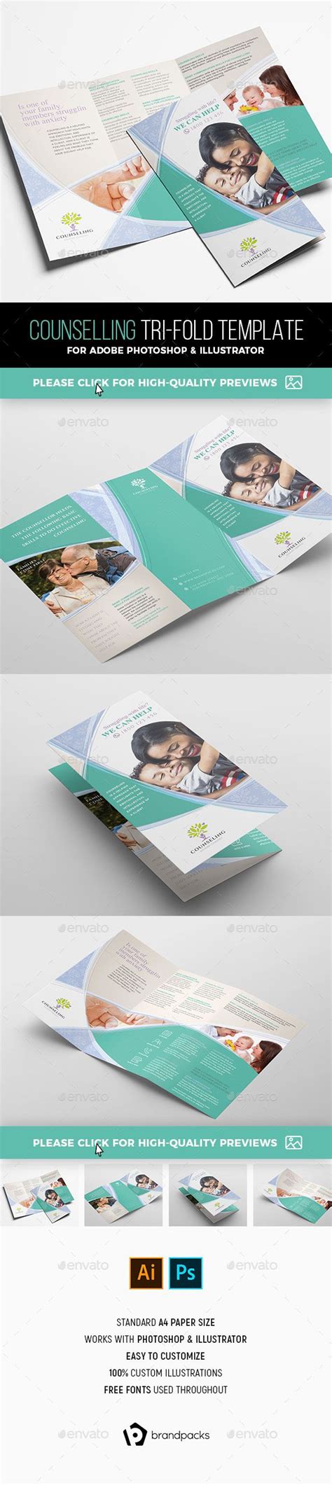 A4 Counselling Tri Fold Template For Photoshop IllustratorThis A4