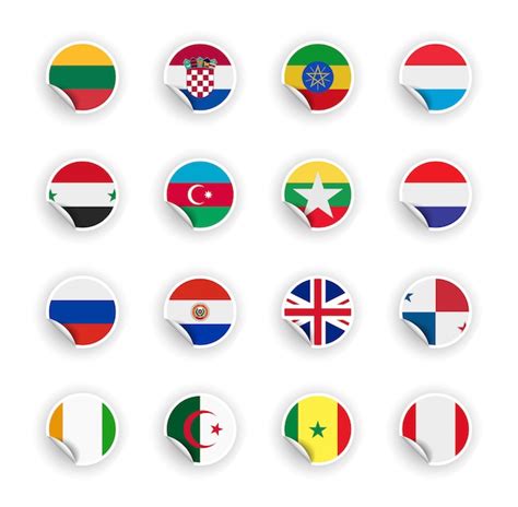 Premium Vector | Set of country flag in stickers