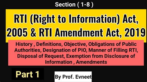 Rti Right To Information Act 2005 Rti Amendment Act 2019 Part