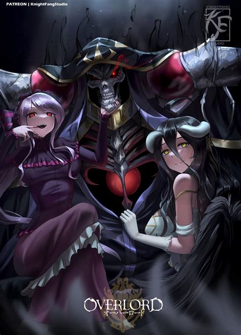 Albedo Shalltear Bloodfallen And Ainz Ooal Gown Overlord Drawn By