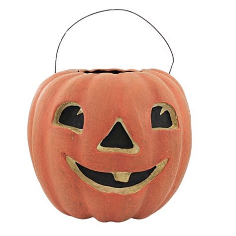 Halloween Jack O Lantern Candy Basket Paper Mache Pumpkin Bucket Pm205 Smile 1 Ralphs