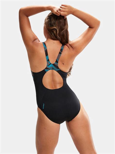 Speedo Hyperboom Splice Muscleback Αθλητικό Ολόσωμο Μαγιό Black Bolt