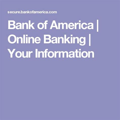 Bank of America Online Banking | Your Information