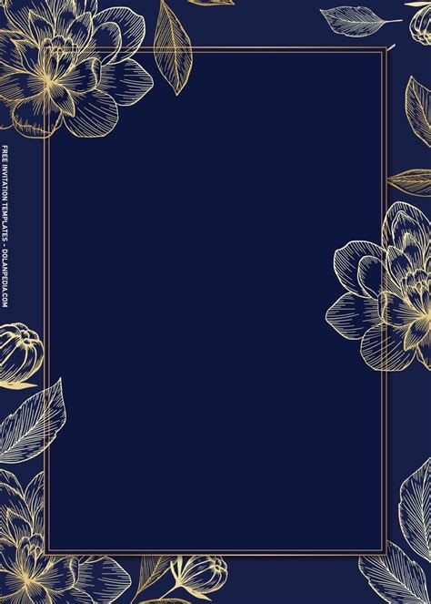 Elegant Navy And Gold Luxury Birthday Invitation Templates Blue