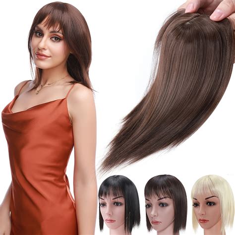 100 Natural Hair Extensions Clip In Topper Toupee Bangs Hairpiece For