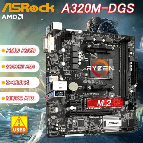 Amd a320 a320m placa-mãe para ryzen 5 5600 cpu asrock A320M-DGS am4 ...
