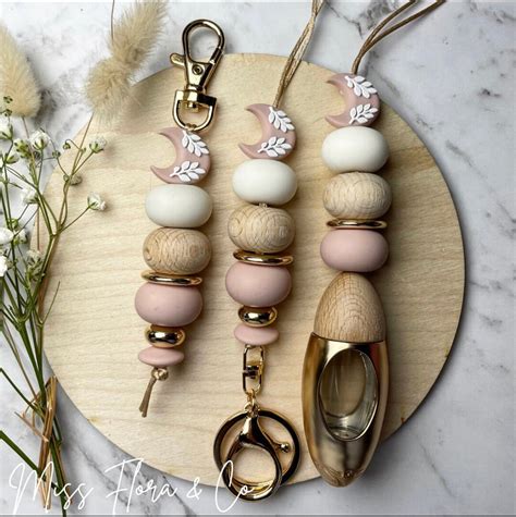 Pinky Nude Crescent Moon Keyring Lanyard Car Diffuser Etsy
