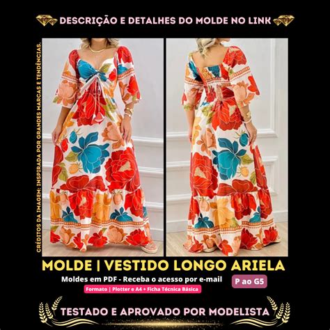 Molde Em Pdf Vestido Longo Ariela Id Empreendedora