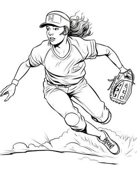 Premium AI Image A Coloring Page Of A Baseball Player Running To