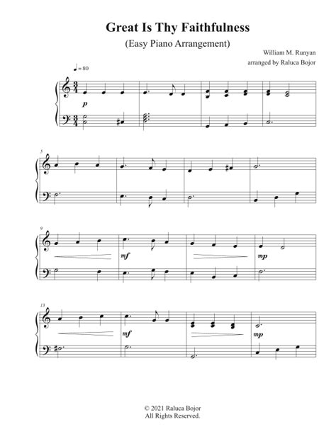 Great Is Thy Faithfulness Intermediate Piano Arrangement Arr Raluca