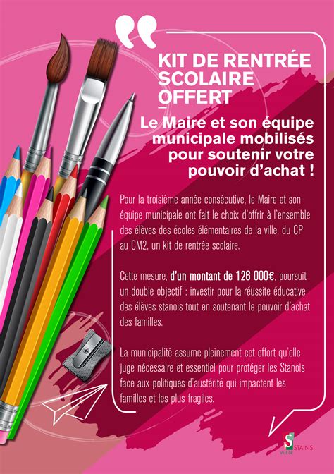 Kit de rentrée scolaire offert Le Maire et son équipe municipale