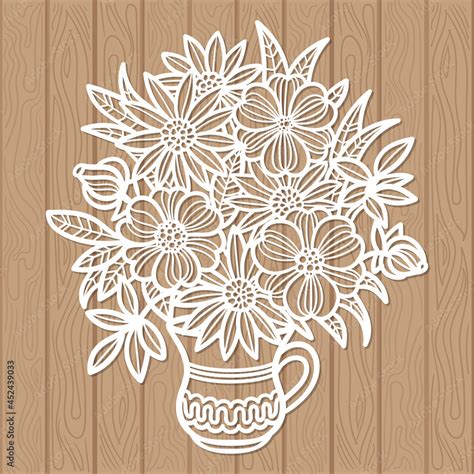 Laser Cutting Template Bouquet Of Flowers Vector Stock Vector Adobe Stock