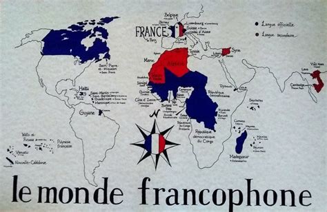 French-speaking World Map - Etsy