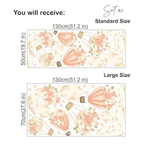 Hot Air Balloon Nursery Wall Decal Floral Air Balloon Whimsical Wall