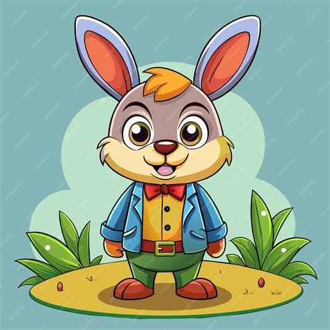 Premium Vector A Cartoon Rabbit With A Suit And Tie And A Bow Tie