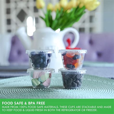 Oz Black Clear Disposable Plastic Portion Cups With Lids Sauce Cups