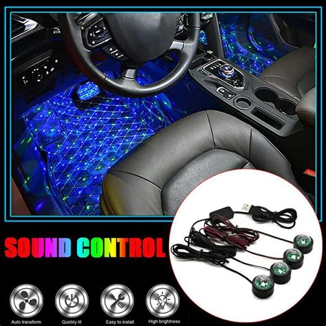 Usb Led Car Foot Star Light Rgb Interior Decorative Ambient Mood Lamp