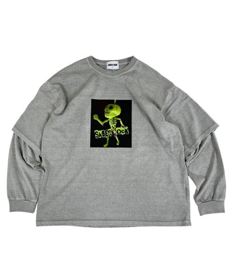 MUSINSA SK8ER ROCK Skeleton Key Ring Pigment Layered Long Sleeve T