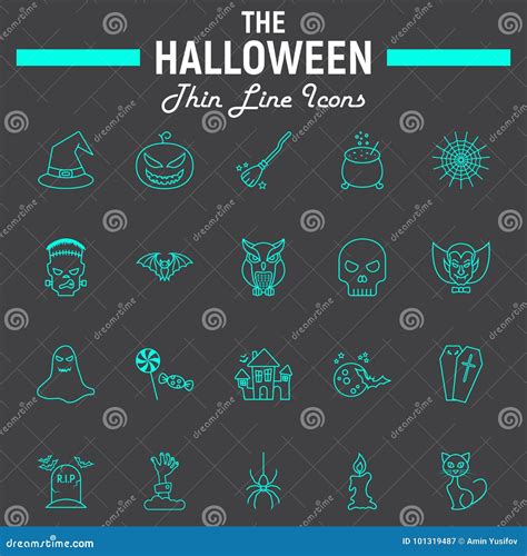 Halloween Line Icon Set Scary Symbols Collection Stock Vector