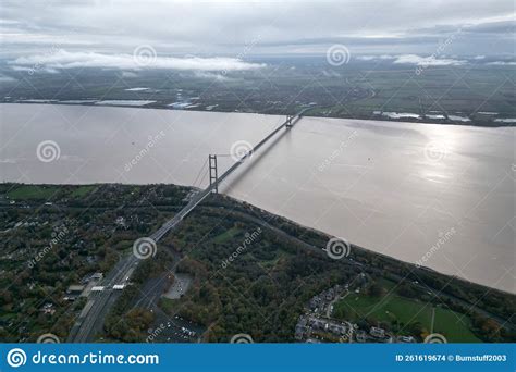 Aerial View of Humber Bridge and River Humber Stock Photo - Image of ...