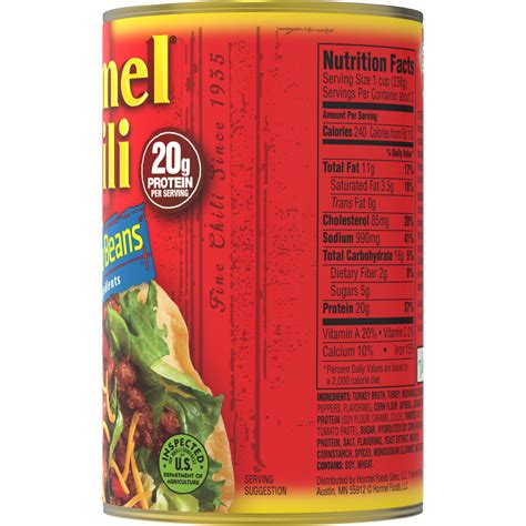 Hormel Chili Turkey Shelf Stable No Bean No Artificial Ingredients