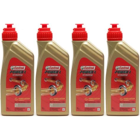 Castrol Power 1 Scooter 2T teilsynthetisches Motorrad Motoröl 4x 1l 4