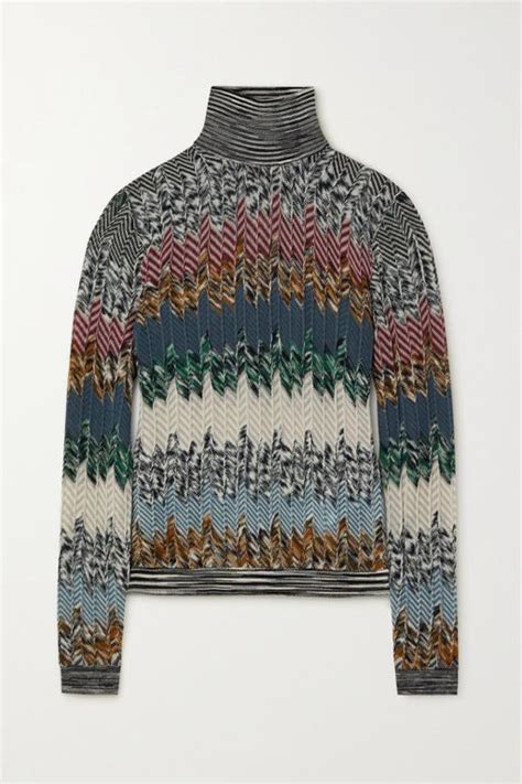 Missoni Rollkragenpullover Aus Wolle In Häkelstrick Dieser Pullover