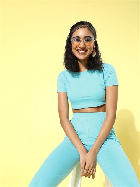 Buy Cation Woman Stunning Blue Solid Top With Trousers Co Ords For Women 15931388 Myntra