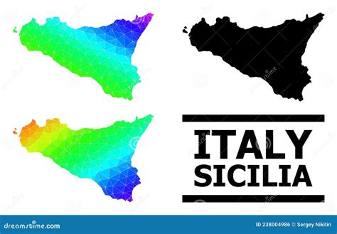 Low Poly Map Of Sicilia Cartoon Vector Cartoondealer