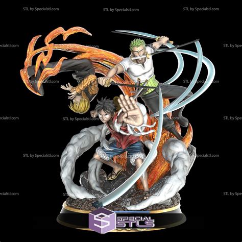 Luffy and Sanji and Zoro STL Files Diorama One Piece | SpecialSTL