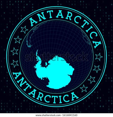 Antarctica Round Sign Futuristic Satelite View Stock Vector Royalty