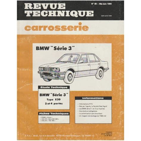 Revue Technique Carrosserie SERIE 3 De BMW