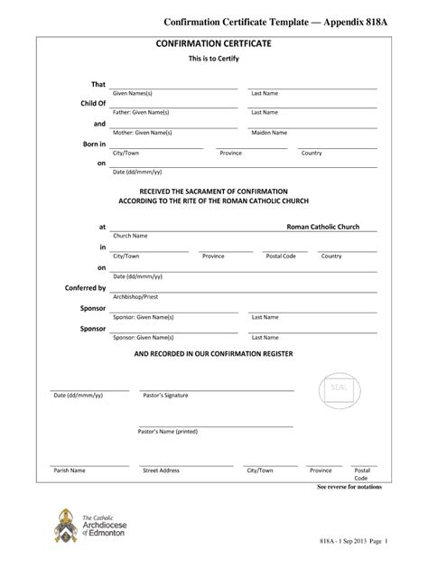 Confirmation certificate catholic pdf: Fill out & sign online | DocHub