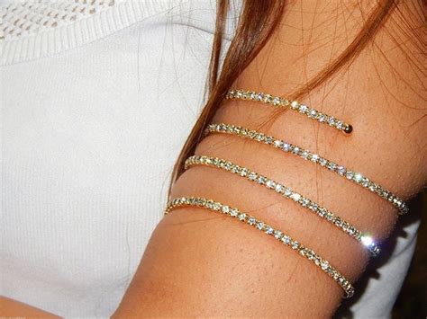 Upper Arm Cuff Bracelet Luxury Rhinestone Bangle Arm Band Gold Cuff Spiral Arm Cuff Upper Arm