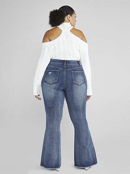 Explore High Rise Curvy Fit Distressed Flare Leg Jeans On The Shop App