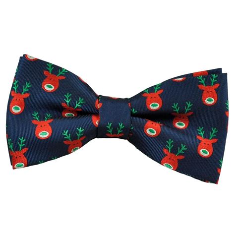 Navy Blue Reindeer Novelty Christmas Bow Tie