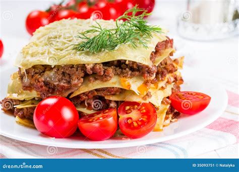 Italian dish lasagna stock image. Image of dinner, parmesan - 35093751