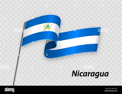 Bandera Ondeando De Nicaragua En Asta De Bandera Plantilla Para El Diseño Del Día De