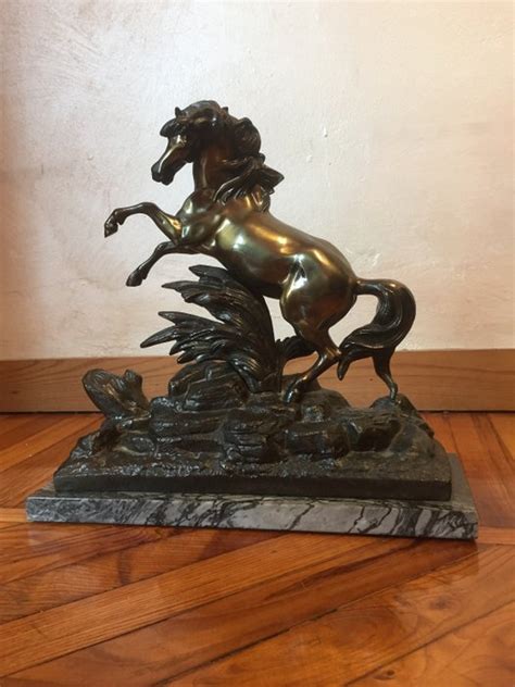 Cheval Sculpture Bronze Marbre Milieu Du Xxe Catawiki