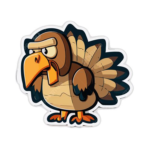 Cartoon Turkey Sticker With Brown Hair Clipart Vector Sticker Design