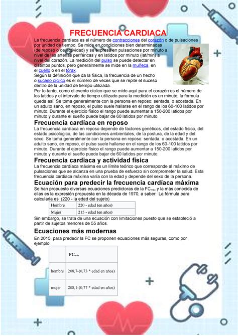 Frecuencia Cardiaca Y Respiratoria 18 03 23 Frecuencia Cardiaca La Frecuencia Cardíaca Es El